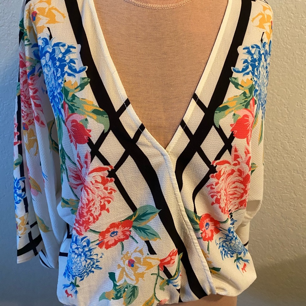 Floral Crop Top Kimono Blouse